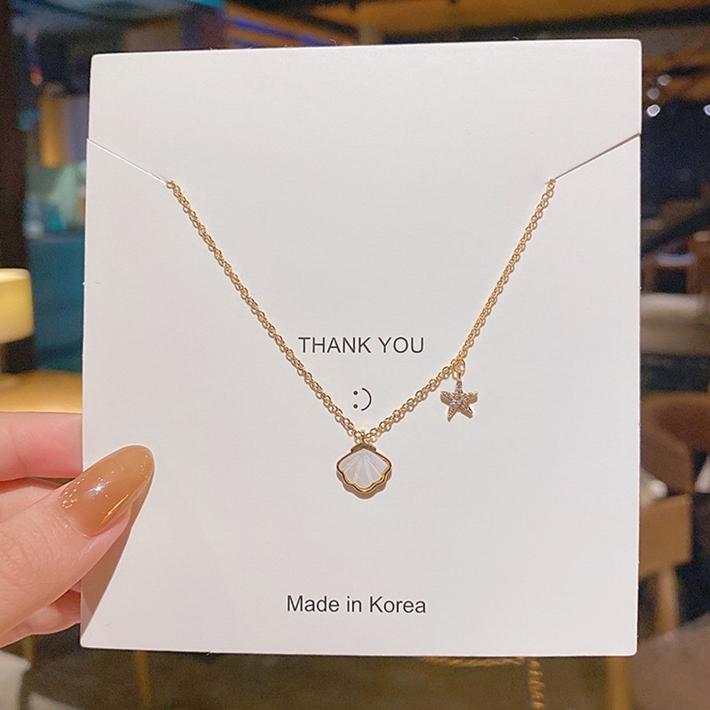 18K Gold Plated Star Shell Pendant Necklace for Women